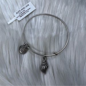 Alex and Ani Rafaelian Silver Conch Shell Charm Bangle Bracelet